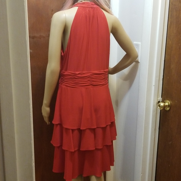 EVAN PICONE RED RUFFLED DRESS SZ 14P SLEEVELESS - Picture 4 of 8